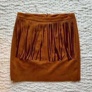 SHEIN Women's Brown Fringed Country Bohemain Mini Pencil Skirt Size L